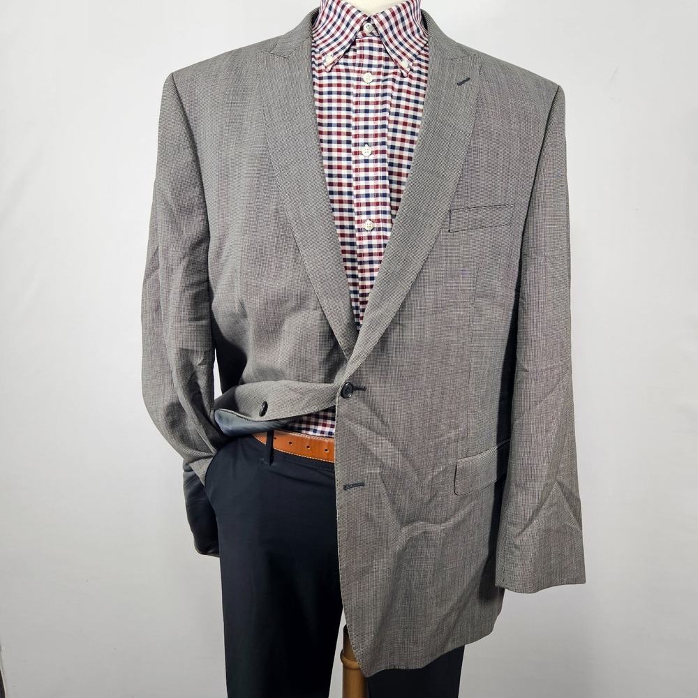 Calvin Klein Men's Sport Coat Blazer Two Button Gray Wool Peak Lapel Size 44L